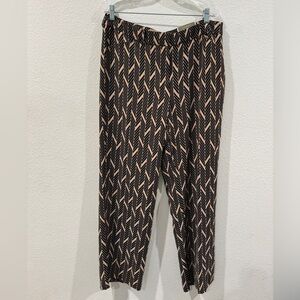 NWT Chico’s Elevated Miter-Print Wide-Leg Black Tan Chevron Pants Size 2.5 US 14